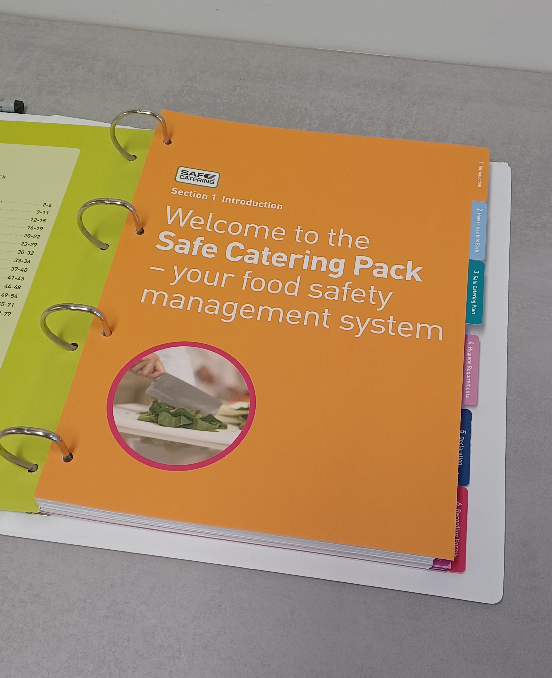 An open Safe Catering Pack lying on a counter An open Safe Catering Pack lying on a counter