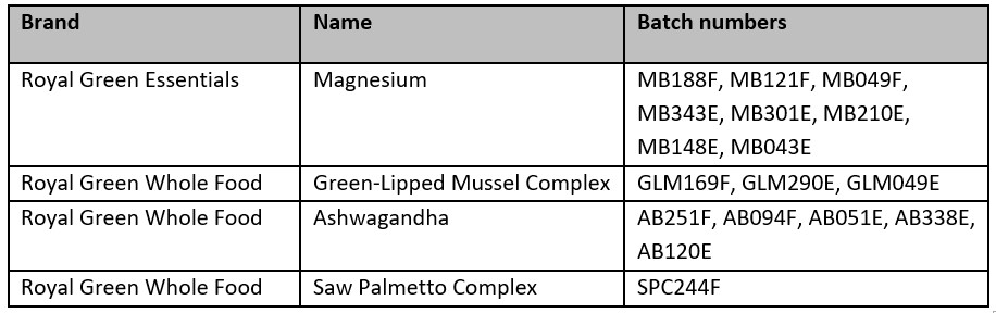 Royal Green - Batch info