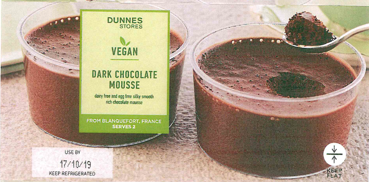 Dunnes Stores Vegan Dark Chocolate Mousse 