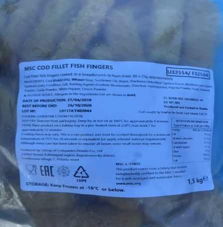 Cod Fillet Fish Fingers