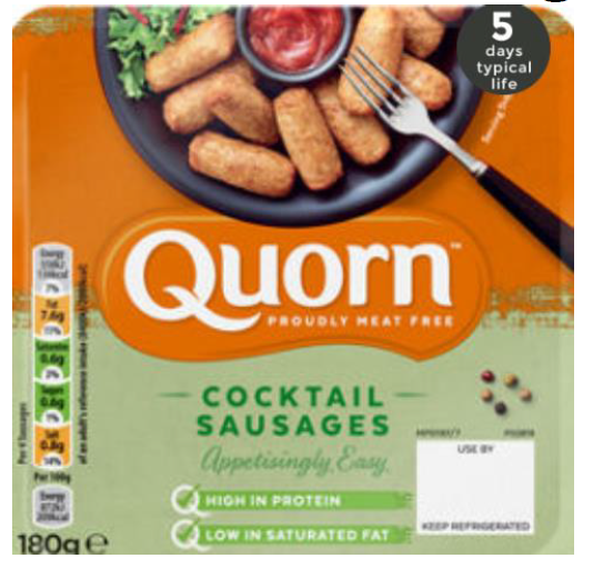 Quorn Cocktail Sausages.