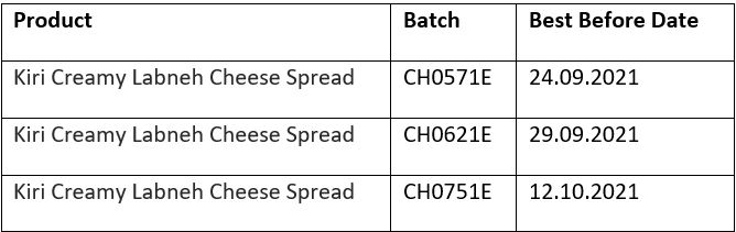 Batch Details Kiri Creamy Labneh Cheese Spread