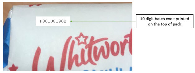 Whitworths Sugar Batch Code